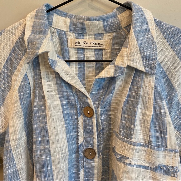 FREE PEOPLE Away At Sea Striped Linen Button Top - Picture 8 of 16